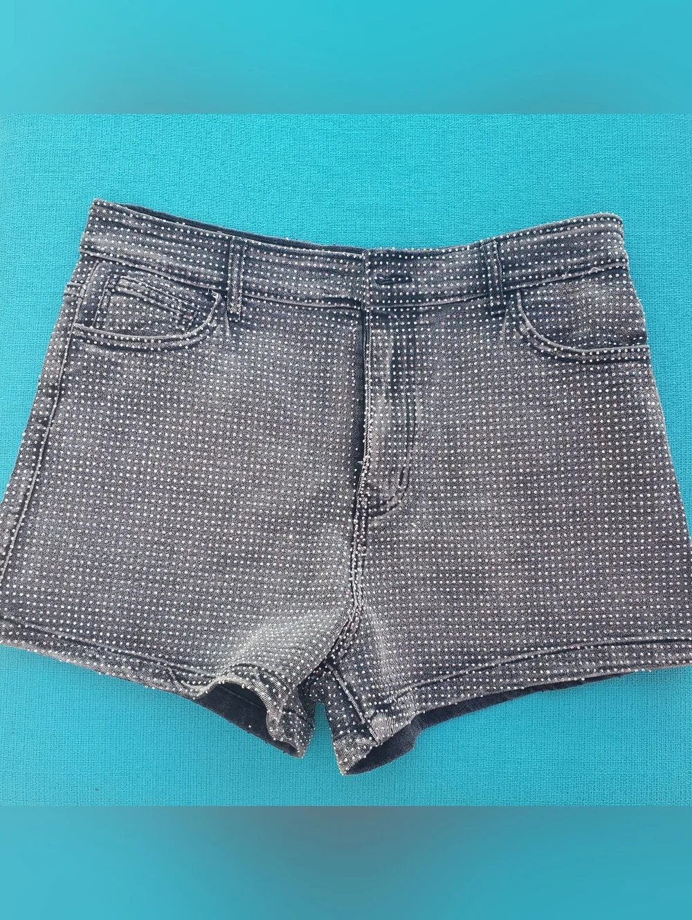 NWT Legend Black Cotton Dazzle Stretch Denim Shorts L